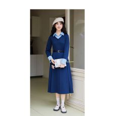 批发秋冬学院风假两件长袖<b class='q'>连衣裙</b>女2025新款秋季小个子气质收腰衬衫裙