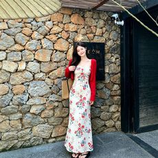 批发带胸垫+两件韩系碎花无袖抹胸<b class='q'>连衣裙</b>女夏季新款修身长袖开衫
