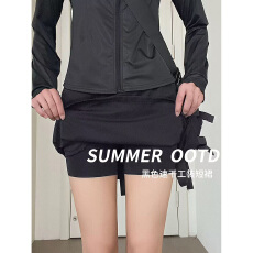 批发黑色工装短裙女夏季薄款2025新款小个子高腰显瘦速干<b class='q'>运动包</b>臀短裙