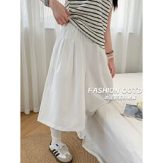 批发藏青色褶皱<b class='q'>裙</b>裤女夏季薄款2026新款小个子高腰宽松休闲<b class='q'>花苞</b>七分裤