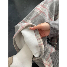 批发毛呢加绒格子阔腿裤女秋冬新款高腰垂感<b class='q'>休闲裤</b>宽松加厚窄版直筒裤