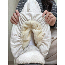 批发米白色羊羔绒阔腿裤女秋冬2025新款高腰宽松慵懒加绒保暖花苞<b class='q'>裙裤</b>