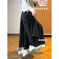 批发假两件蕾丝花边<b class='q'>裙裤</b><b class='q'>女</b>2026新款慵懒高腰宽松a字显瘦休闲阔腿<b class='q'>裤</b>