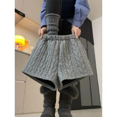 批发<b class='q'>灰色</b>针织短裤女外穿冬季韩系高腰显瘦a字小个子加厚麻花打底靴裤