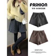 批发韩系复古麻花休闲短裤女2026春季新款外穿<b class='q'>高腰</b>小个子显瘦打底靴裤