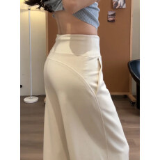 批发多巴胺穿搭白色运动裤女<b class='q'>春</b>夏高腰垂感直筒裤小个子宽松窄版阔腿裤