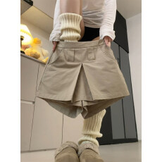 批发卡其色工装裙裤女夏季2026新款小个子巨好看的短裤高腰假两件裤子