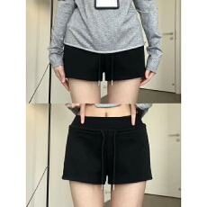 批发美式瑜伽运动短裤女2026夏季新款高腰<b class='q'>显瘦</b>小个子辣妹抽绳包臀短裤