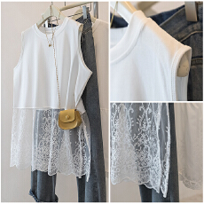 批发实拍<b class='q'>胖</b><b class='q'>mm</b>2026春季新款蕾丝下摆拼接背心女秋内搭设计感叠穿