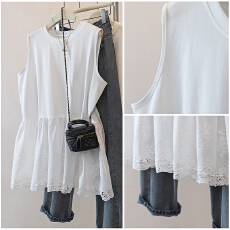 批发实拍<b class='q'>胖</b><b class='q'>mm</b><b class='q'>韩版</b>创意花边蕾丝镂空纯色无袖背心叠穿洋气2026早春新款