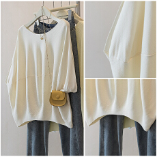 批发实拍胖mm级感蝙蝠袖圆领<b class='q'>针织</b>短袖夏季新款宽松百搭显瘦小众上衣