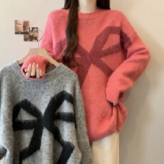 实拍大码女装慵懒圆领套头软糯毛衣