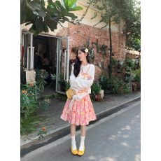 批发设计感小众圆领印花短袖T恤女<b class='q'>夏</b>季宽松显瘦慵懒罩衫