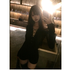 批发美式辣妹黑色内搭长袖连体衣女早秋季外穿收腰显瘦<b class='q'>修身</b>包臀短裤子