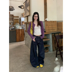 批发紫色碎花吊带背心女内搭早春新款<b class='q'>修身</b>绝美巨好看短款开衫显瘦上衣