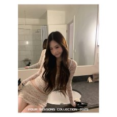 批发辣妹性感纯欲修身蕾丝<b class='q'>打底衫</b>长袖上衣半身裙短裙两件套春夏季穿搭