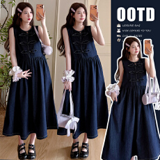 批发现现实拍2026春季新款国风盘扣牛仔裙+荷叶边领衬衣