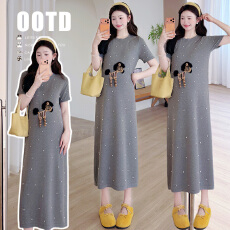 实拍现现2026春夏新款薄款珍珠炮珠刺绣孕妇连衣裙