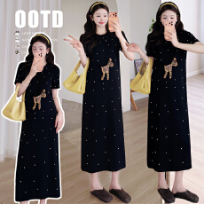 实拍现现2026春夏新款薄款珍珠炮珠刺绣孕妇连衣裙