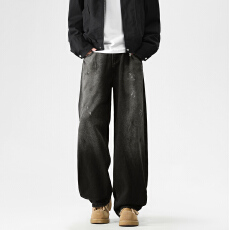 批发2026潮流新款水洗做旧 重工墨迹点染 春<b class='q'>秋</b>款牛仔裤