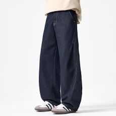 批发2026年<b class='q'>秋</b>冬季原色牛仔裤美式直筒宽松弯刀裤男士休闲裤子