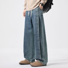 批发2026年新款夏季牛仔裤潮流宽松休闲百搭长裤子