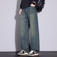 批发2026年新款秋冬季牛仔裤潮流宽松直筒休闲百搭长<b class='q'>裤子</b>