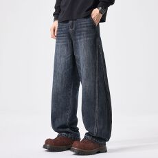 批发2026年秋冬季新款牛仔裤<b class='q'>潮</b>流宽松休闲百搭长裤子