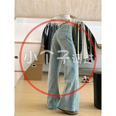 批发现货供应~~浅蓝色水洗微喇阔腿<b class='q'>牛仔裤</b>女高腰宽松垂感拖地喇叭长裤