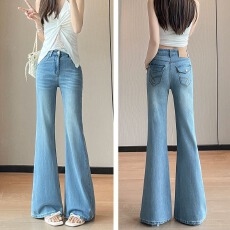 批发天丝微喇<b class='q'>牛仔裤</b>女2026夏季薄款高腰显瘦阔腿裤宽松不贴腿喇叭裤子