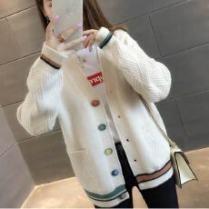 批发懒惰风女装宽松长袖<b class='q'>外套</b>女2024新款学院风上衣百搭<b class='q'>显瘦</b>针织开衫潮