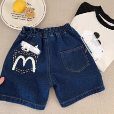 儿童装水洗牛仔短裤2025夏季新款男女孩可爱洋气宽松韩版短裤子潮