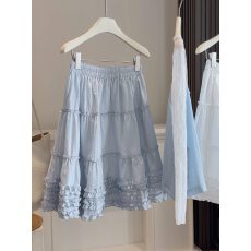 批发甜美多层木耳边蛋糕<b class='q'>半身</b>裙女夏季新款白色高腰百搭a字小个子<b class='q'>中裙</b>