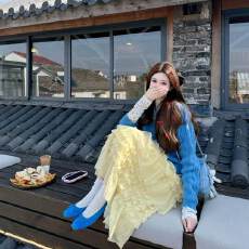 公主范网纱层次感立体蓬蓬蛋糕裙2026新款韩系少女中长裙