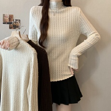 批发实拍<b class='q'>大码</b>微胖mm显瘦半高领针织衫女2025新款内搭长袖打底毛衣