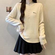 批发实拍大码冬装刺绣加绒打底衫女<b class='q'>胖</b><b class='q'>MM</b>套头纽扣半高领韩版一体绒毛衣