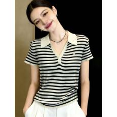 批发实拍<b class='q'>大码</b>2026夏季新款<b class='q'>韩版</b>时尚翻领小贴标设计百搭短袖针织衫