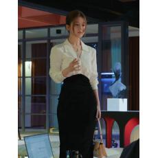 批发许我耀眼赵露思许妍同款黑白撞色拼接衬衫<b class='q'>连衣裙</b>气质高级感包臀裙