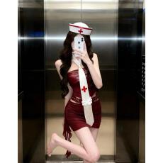 批发万圣节穿搭  性感辣妹风抹胸背心上衣高腰显瘦包臀短裙新款两件套