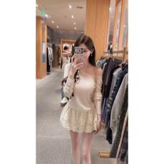 批发韩系气质纯欲风斜肩长袖烫钻女镂空刺绣半身裙独特漂亮早秋两件套