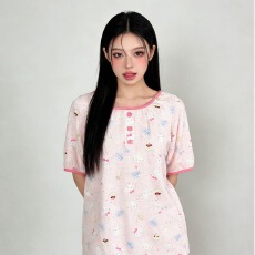 批发日系ins可爱kt猫圆领睡衣<b class='q'>女</b>夏新款可外穿家居服睡衣<b class='q'>女</b>韩日范慵懒
