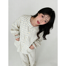 批发春秋韩系碎花睡衣女可外穿宽松满印娃娃领磨毛长袖长裤家居服套装