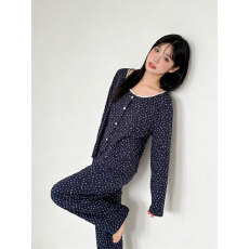 批发甜美可爱风韩系ins甜美蓝色小碎花睡衣女春秋2026新款家居服外穿