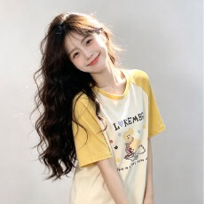 批发新款纯棉<b class='q'>睡衣</b>女夏季<b class='q'>短袖</b>短裤长裤三件套可外穿可爱女孩黄狗家居服