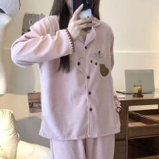 批发德绒 冬季<b class='q'>睡衣</b>女高级感长袖加绒保暖可外穿家居服两件套