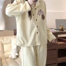 批发德绒 冬季<b class='q'>睡衣</b>女高级感长袖加绒保暖可外穿家居服两件套