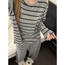 网图 色布德绒 网红爆款条纹睡衣女