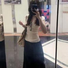 批发天猫优选 杏色V领针织短袖T恤女<b class='q'>夏季</b>慵懒风修身显瘦短款套头上衣