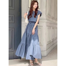 批发日系<b class='q'>女</b>装春夏新款可拆卸背心短层两件套<b class='q'>连衣裙</b>