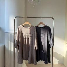 批发韩国甜美慵懒字母螺纹休闲洋装